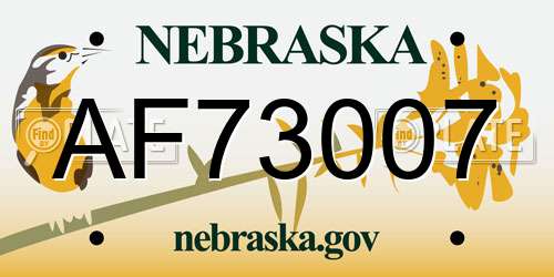 AF73007 Nebraska License Plate