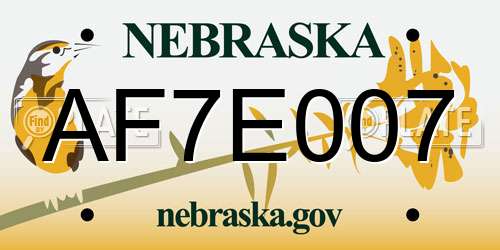 AF7E007 Nebraska License Plate