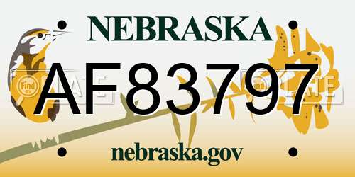 AF83797 Nebraska License Plate