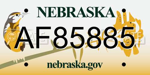 AF85885 Nebraska License Plate