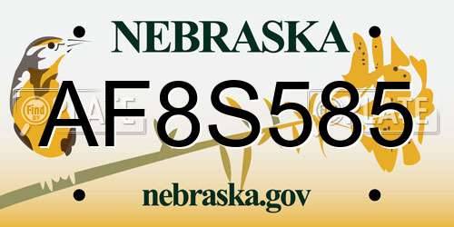 AF8S585 Nebraska License Plate