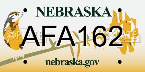 AFA162 Nebraska License Plate