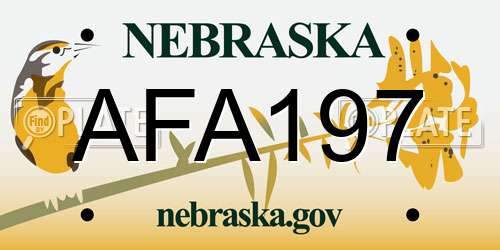 AFA197 Nebraska License Plate