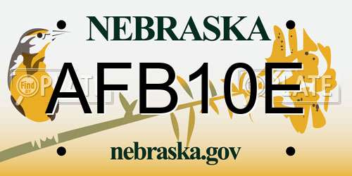 AFB10E Nebraska License Plate