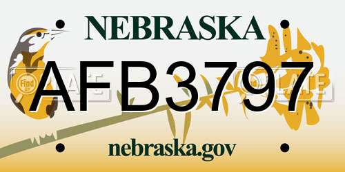 AFB3797 Nebraska License Plate