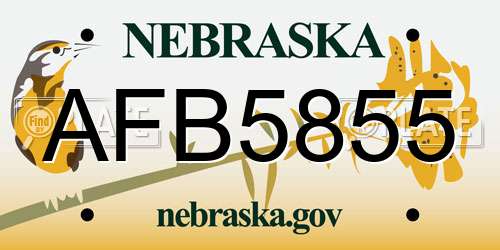 AFB5855 Nebraska License Plate