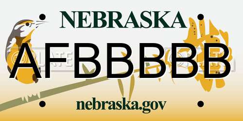 AFBBBBB Nebraska License Plate