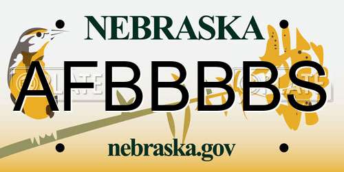 AFBBBBS Nebraska License Plate