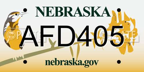 AFD405 Nebraska License Plate