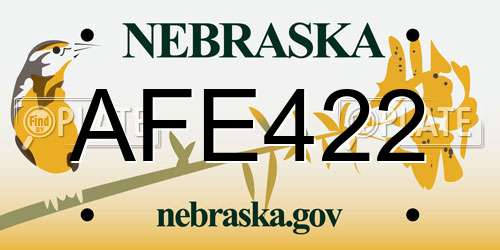 AFE422 Nebraska License Plate
