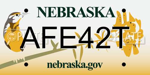 AFE42T Nebraska License Plate