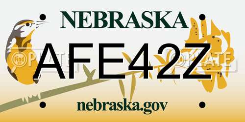 AFE42Z Nebraska License Plate