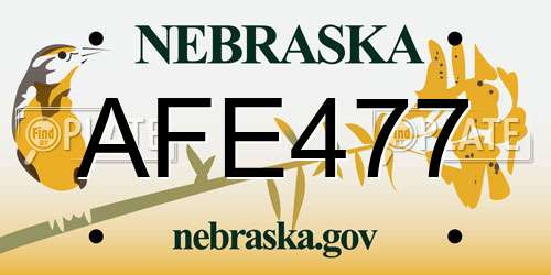AFE477 Nebraska License Plate