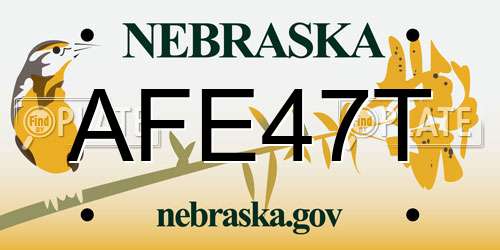 AFE47T Nebraska License Plate