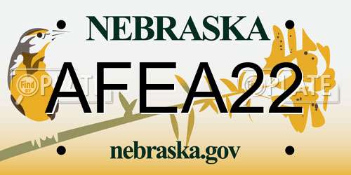 AFEA22 Nebraska License Plate