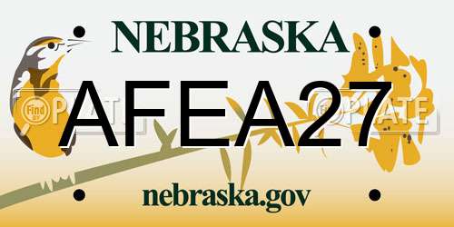 AFEA27 Nebraska License Plate