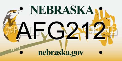 AFG212 Nebraska License Plate