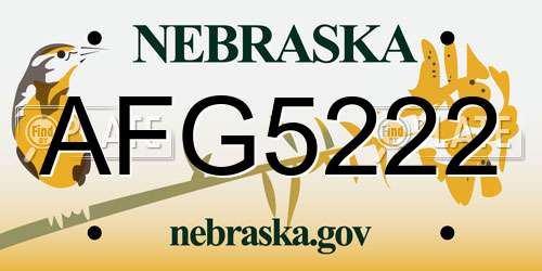 AFG5222 Nebraska License Plate