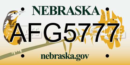 AFG5777 Nebraska License Plate
