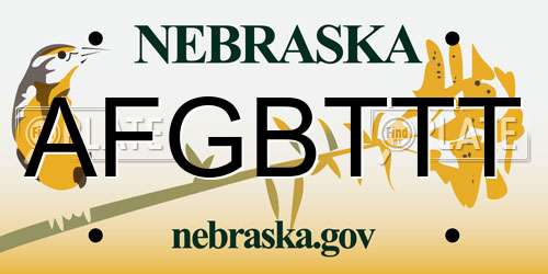 AFGBTTT Nebraska License Plate