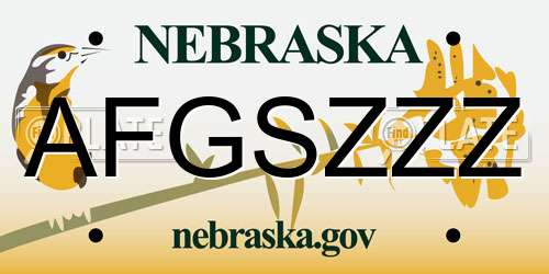 AFGSZZZ Nebraska License Plate