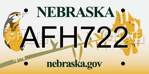 AFH722 Nebraska License Plate