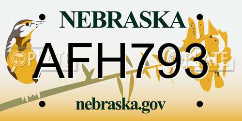 AFH793 Nebraska License Plate
