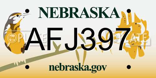 AFJ397 Nebraska License Plate