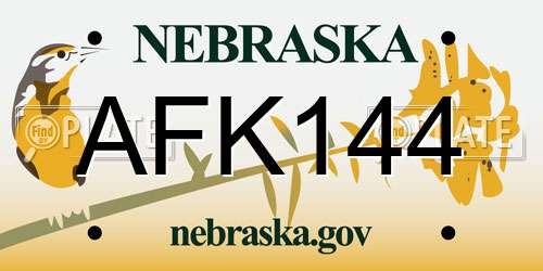 AFK144 Nebraska License Plate