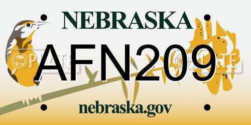 AFN209 Nebraska License Plate