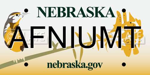 AFNIUMT Nebraska License Plate