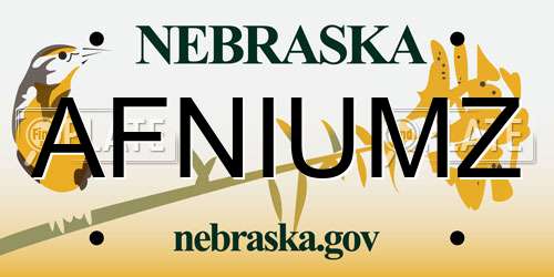 AFNIUMZ Nebraska License Plate