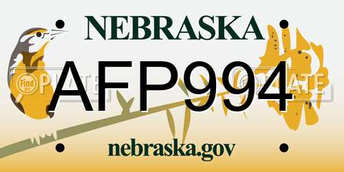 AFP994 Nebraska License Plate