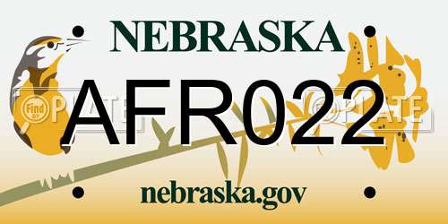 AFR022 Nebraska License Plate