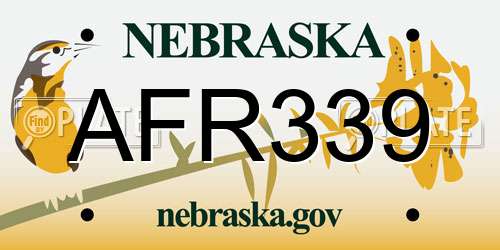 AFR339 Nebraska License Plate