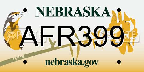 AFR399 Nebraska License Plate