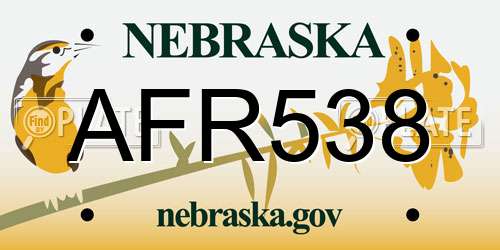 AFR538 Nebraska License Plate
