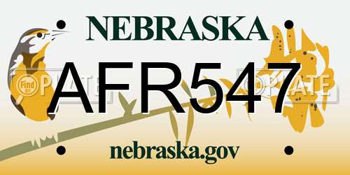AFR547 Nebraska License Plate