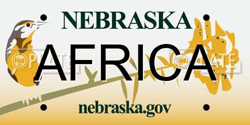 AFRICA Nebraska License Plate