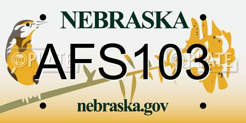 AFS103 Nebraska License Plate