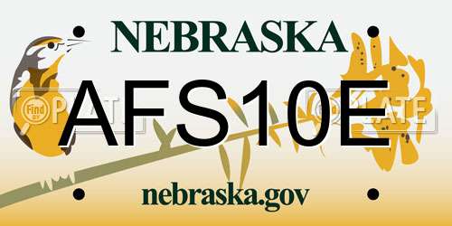 AFS10E Nebraska License Plate