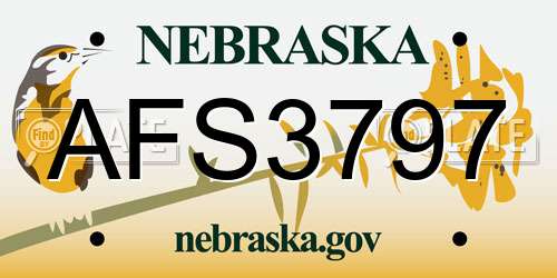 AFS3797 Nebraska License Plate