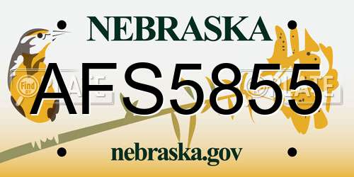 AFS5855 Nebraska License Plate