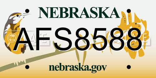 AFS8588 Nebraska License Plate