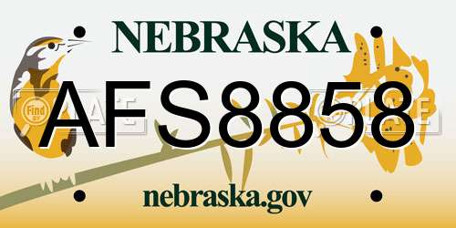 AFS8858 Nebraska License Plate