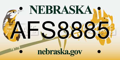 AFS8885 Nebraska License Plate