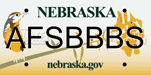 AFSBBBS Nebraska License Plate