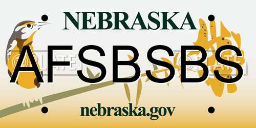 AFSBSBS Nebraska License Plate