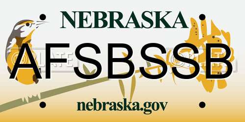 AFSBSSB Nebraska License Plate