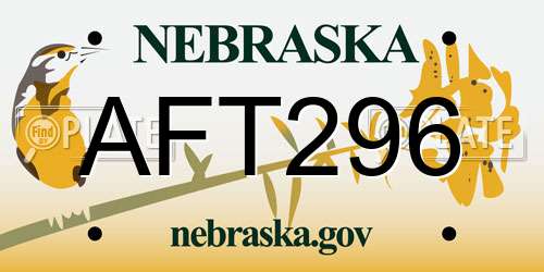 AFT296 Nebraska License Plate